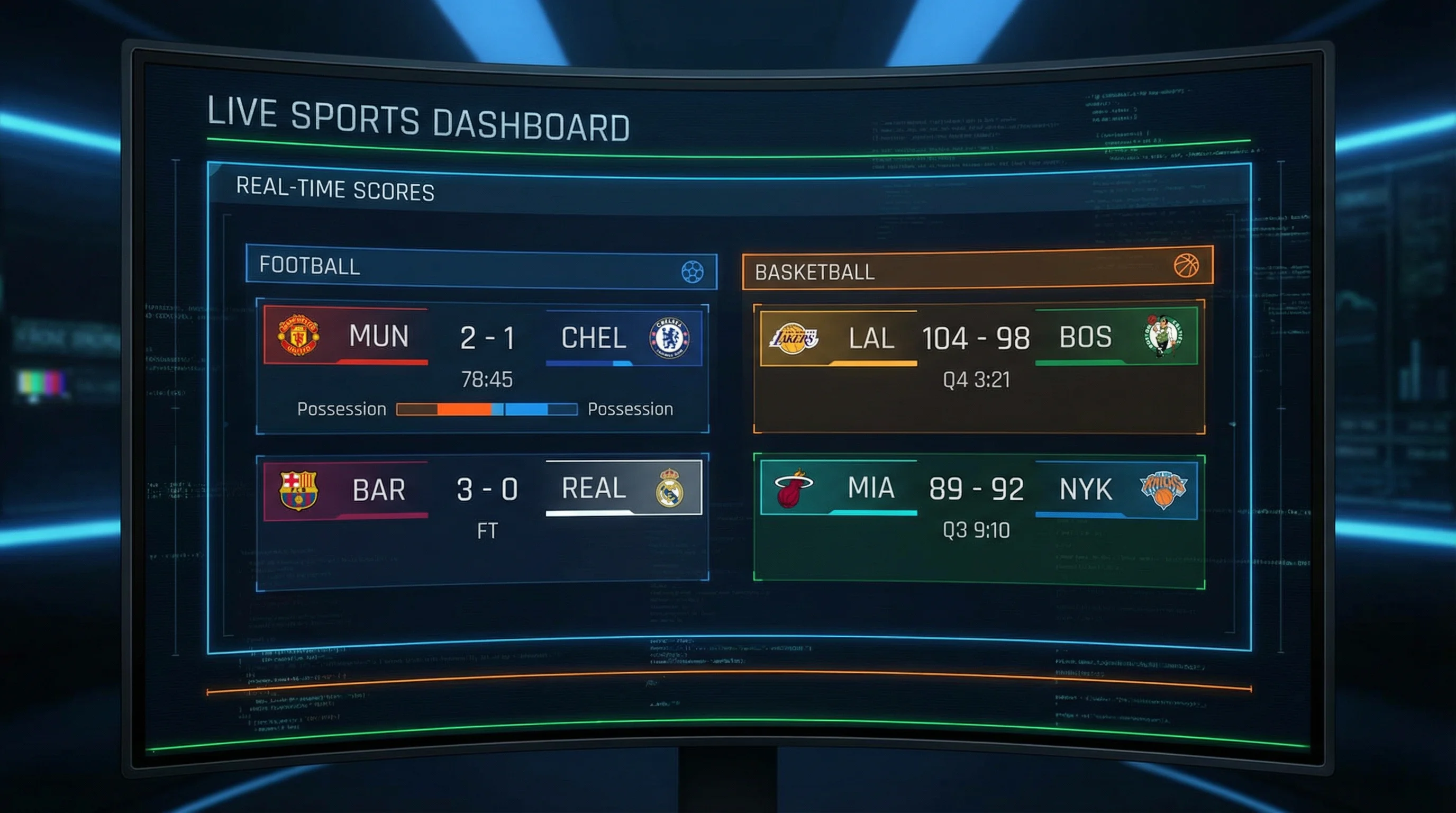 实时比分数据看板界面